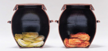 A cross-sectional view of onggi showing fermenting cabbage. Credit: Korean Ministry of Culture, Sports, and Tourism. A cross-sectional view of onggi showing fermenting cabbage. Credit: Korean Ministry of Culture, Sports, and Tourism.