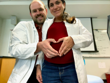 Christina Ragan (right) and her husband Zachary Grieb have studied the neuroscience of mental health and parenthood for years, and are now set to become parents themselves. Christina Ragan (right) and her husband Zachary Grieb have studied the neuroscience of mental health and parenthood for years, and are now set to become parents themselves.