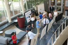 Students conduct poster sessions during 2022's Summer Research Experience for Undergraduates (REU) in the Ford Environmental Science and Technology building. (Photo Renay San Miguel) Students conduct poster sessions during 2022's Summer Research Experience for Undergraduates (REU) in the Ford Environmental Science and Technology building. (Photo Renay San Miguel)
