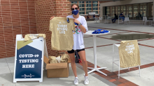 Free t-shirts and local restaurant discounts are popping up at Tech's Covid-19 vaccine clinics and asymptomatic surveillance testing sites on campus. Free t-shirts and local restaurant discounts are popping up at Tech's Covid-19 vaccine clinics and asymptomatic surveillance testing sites on campus.