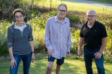 Researchers by campus wetlands Researchers by campus wetlands